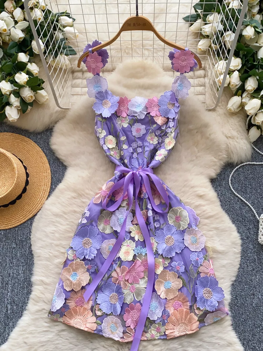 Floral Tie Waist Mini Dress, image 18