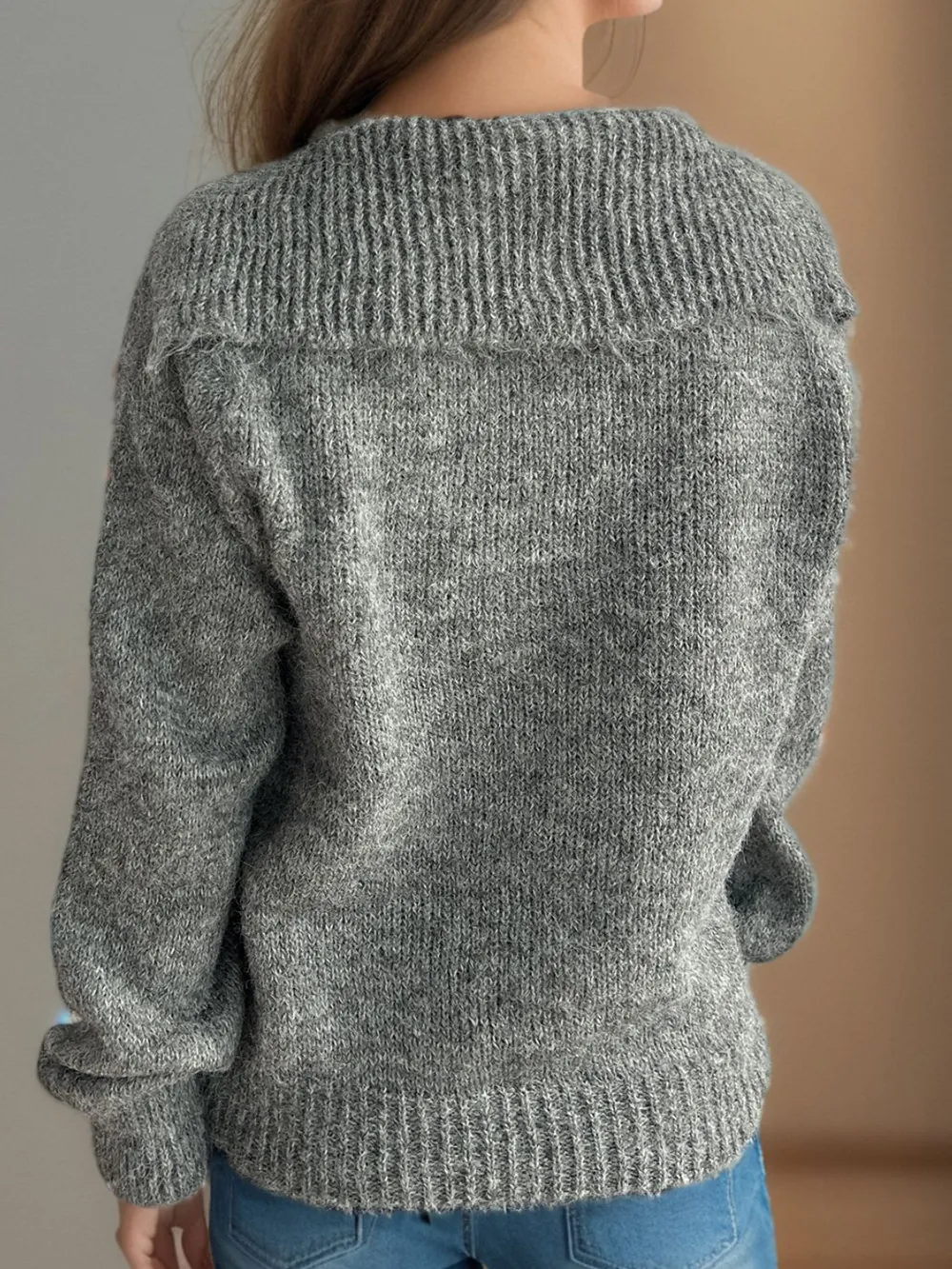 Collared Neck Long Sleeve Sweater, image 10