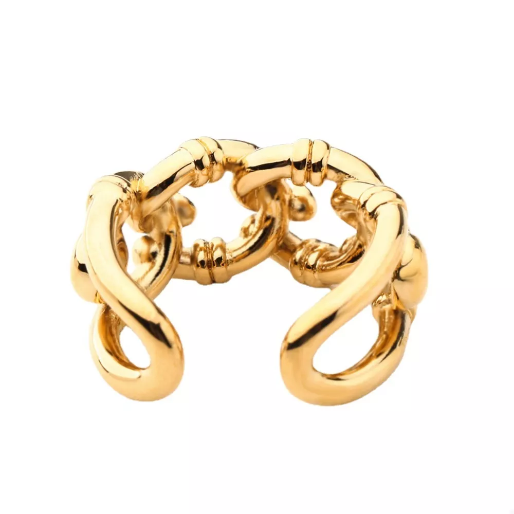 18K Gold-Plated Chain Link Open Ring, image 4