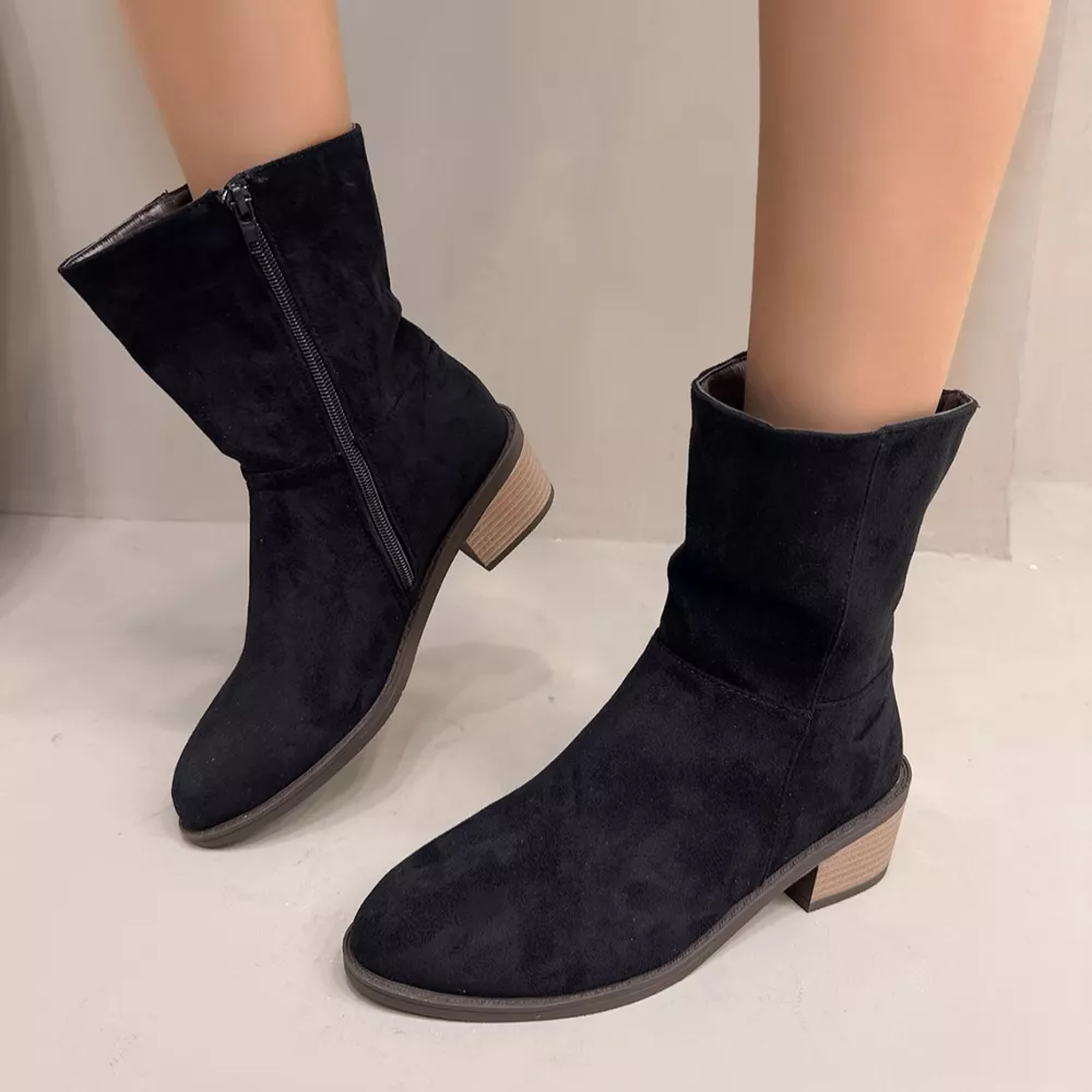 Round Toe Block Heels Ankle Boots, image 10
