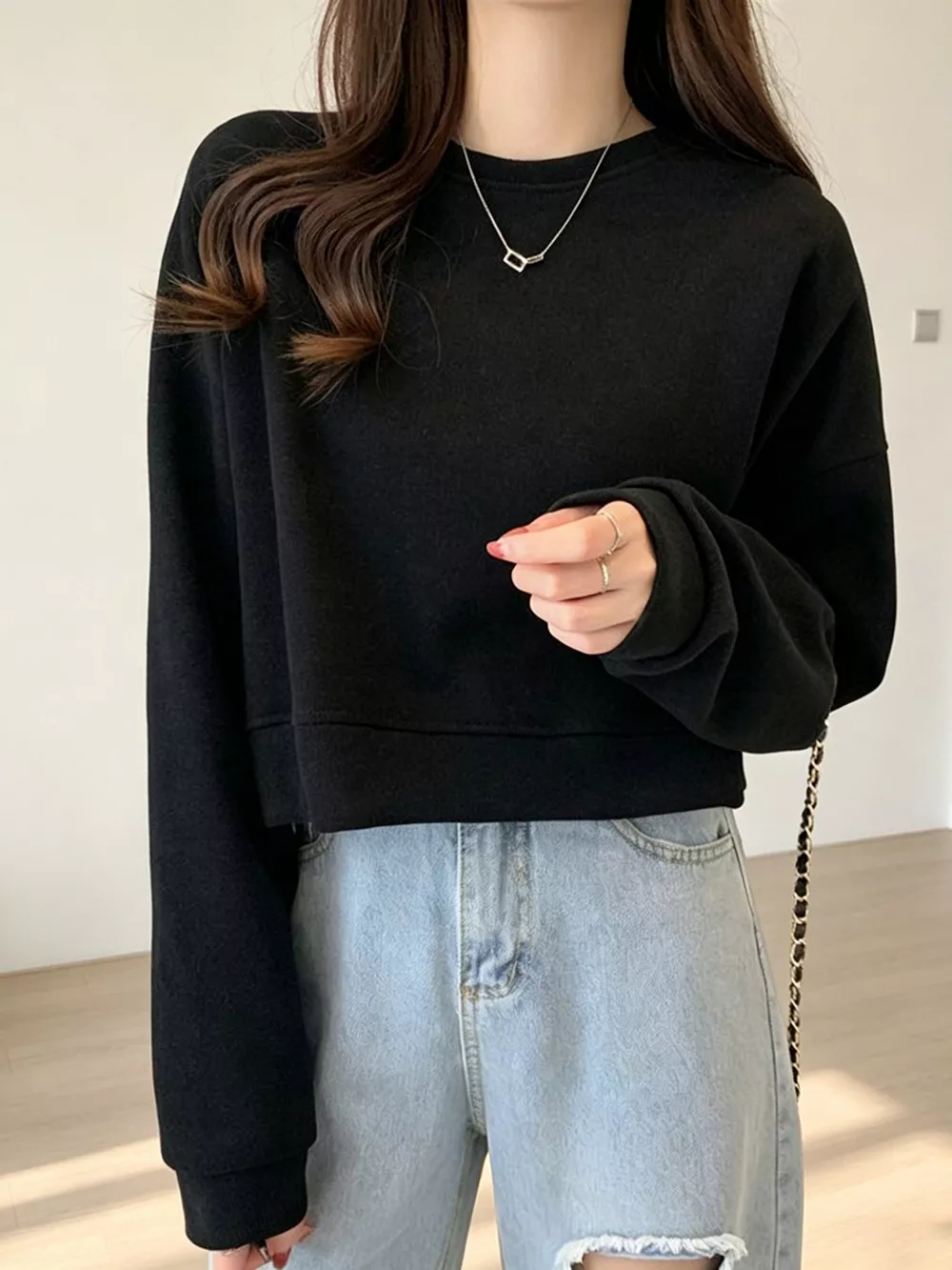 Crew Neck  Drop Shoulder Sweatshirt, image 26