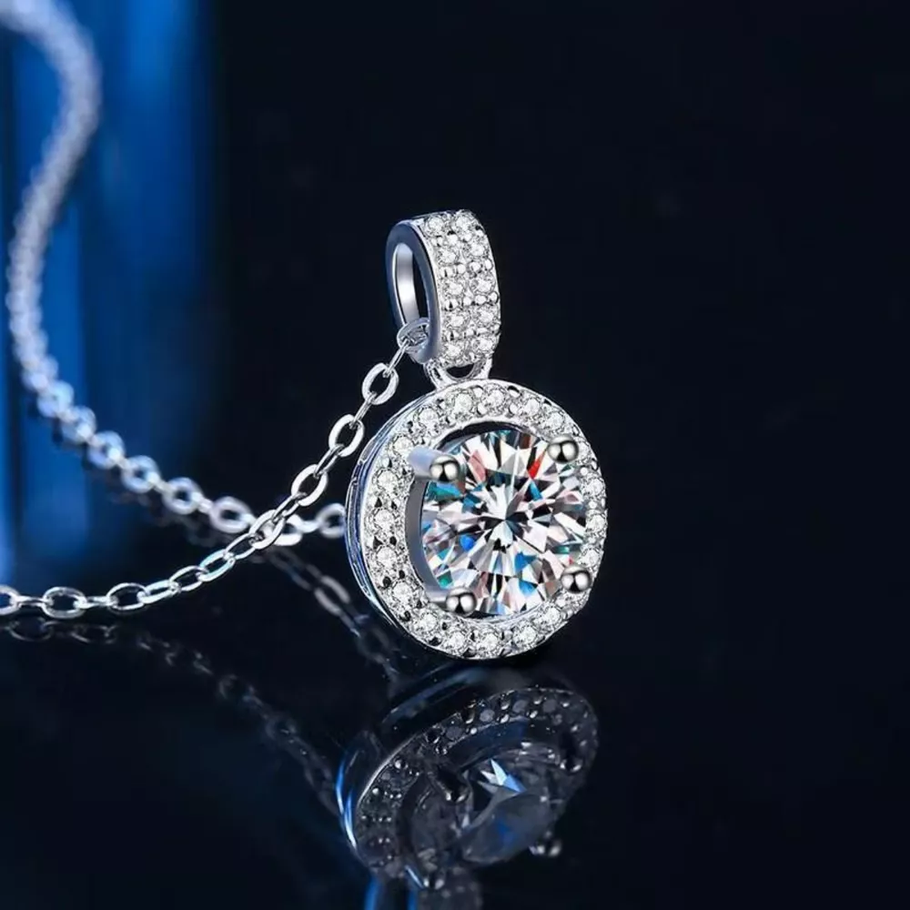 1 Carat Moissanite 925 Sterling Silver Pendant Necklace, image 3