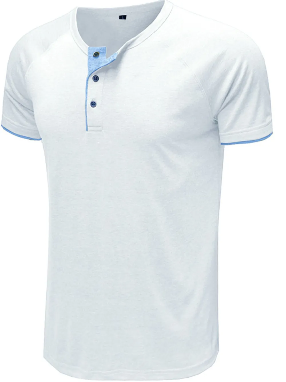 Men's Classic Contrast Trim Henley Polo Shirt, image 4
