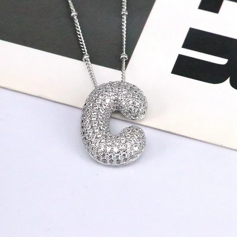 Copper Inlaid Zircon Letter Pendant Necklace, image 9