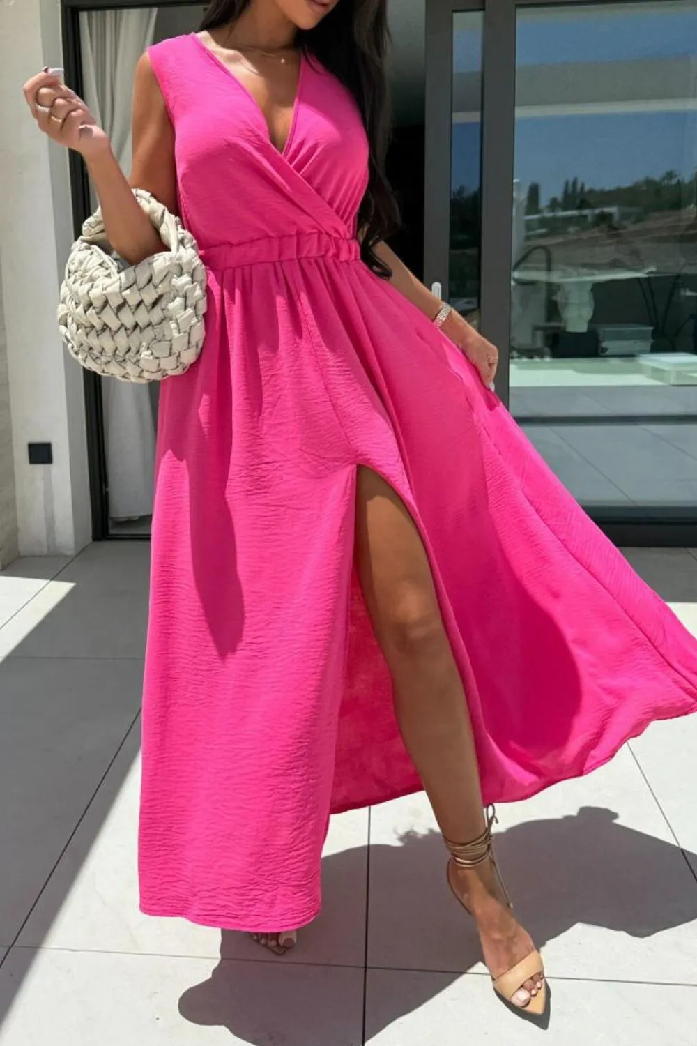 Surplice Sleeveless Slit Maxi Dress, image 6