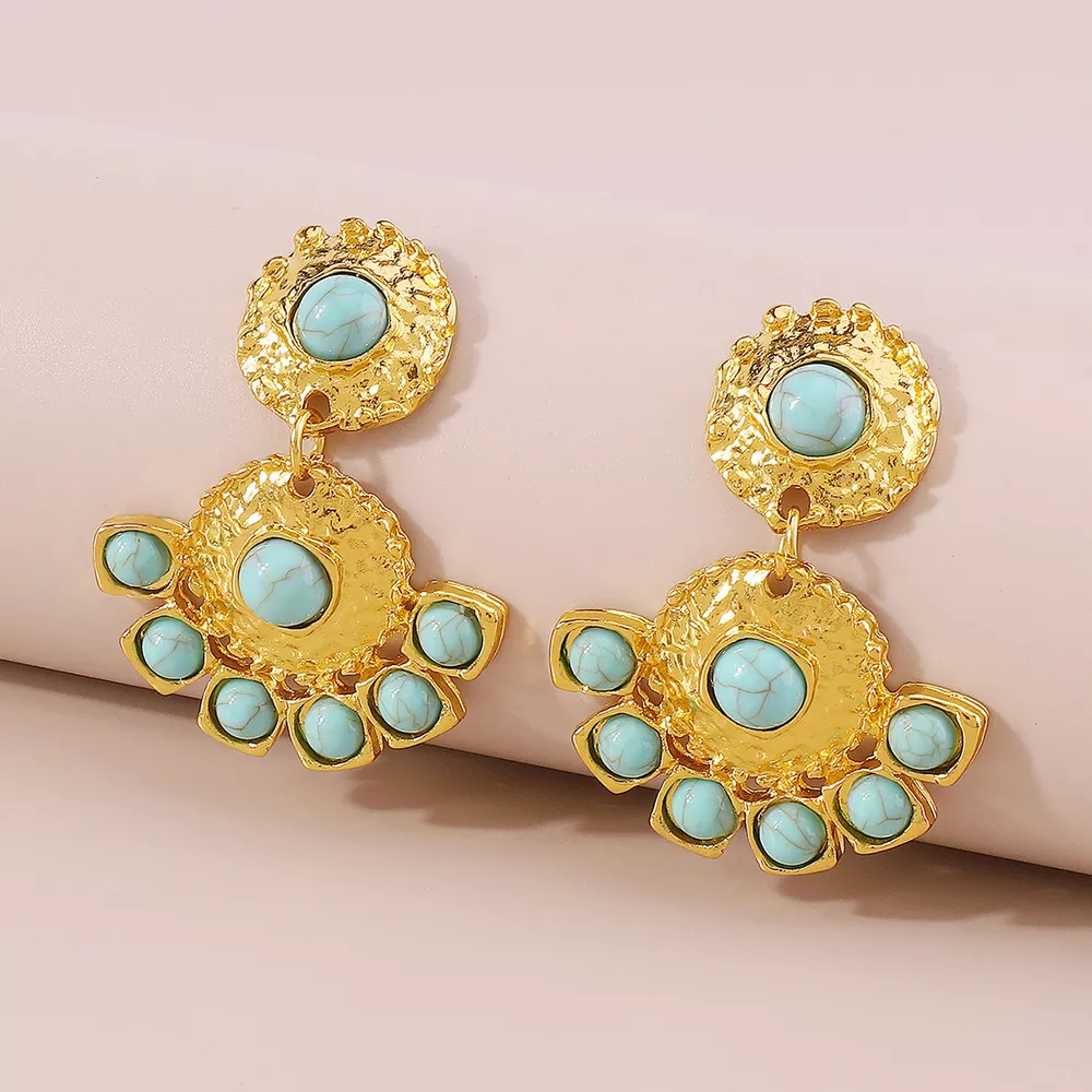 18K Gold-Plated Turquoise Dangle Earrings, image 3