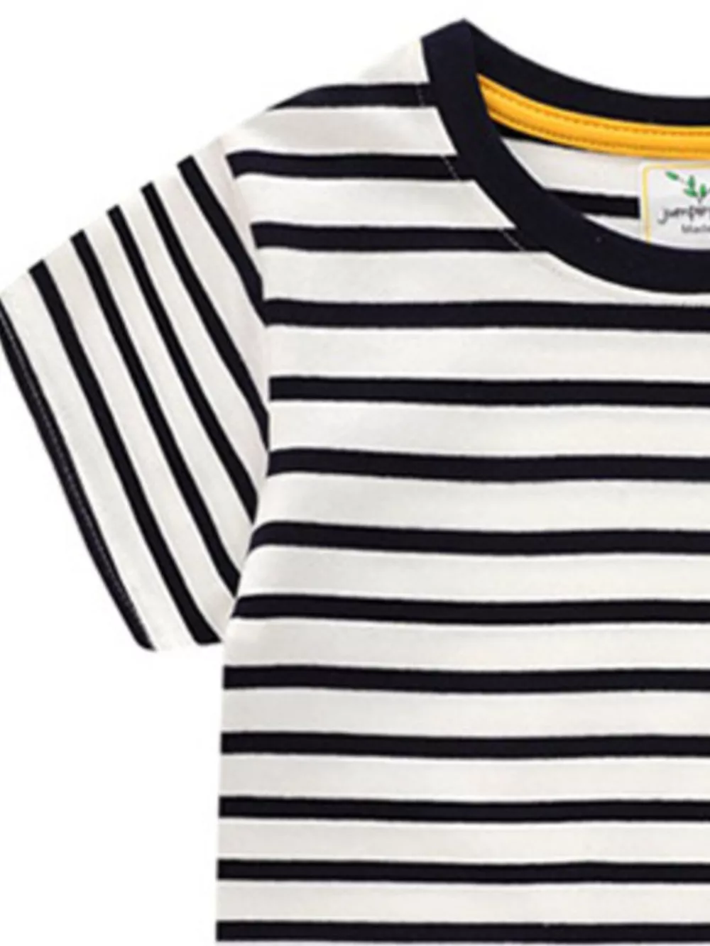 Children's Embroidered Striped Round Neck T-Shirt, image 3