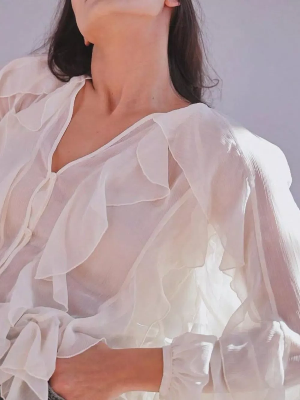 Ruffled Sheer Long Sleeve Blouse, image 23