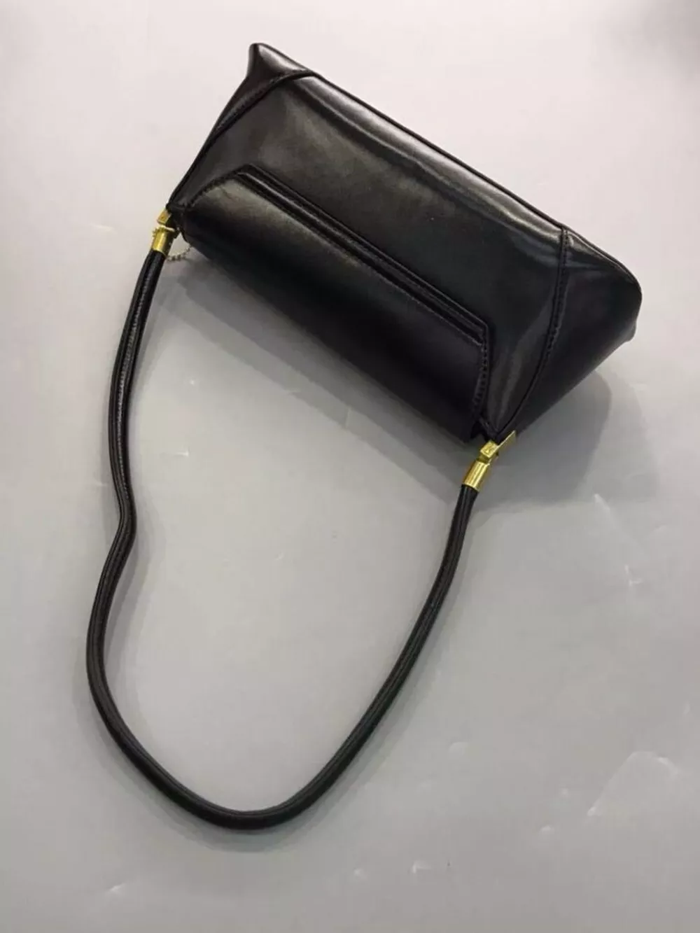 Leather Shoulder Bag with Golden Clasp, image 3