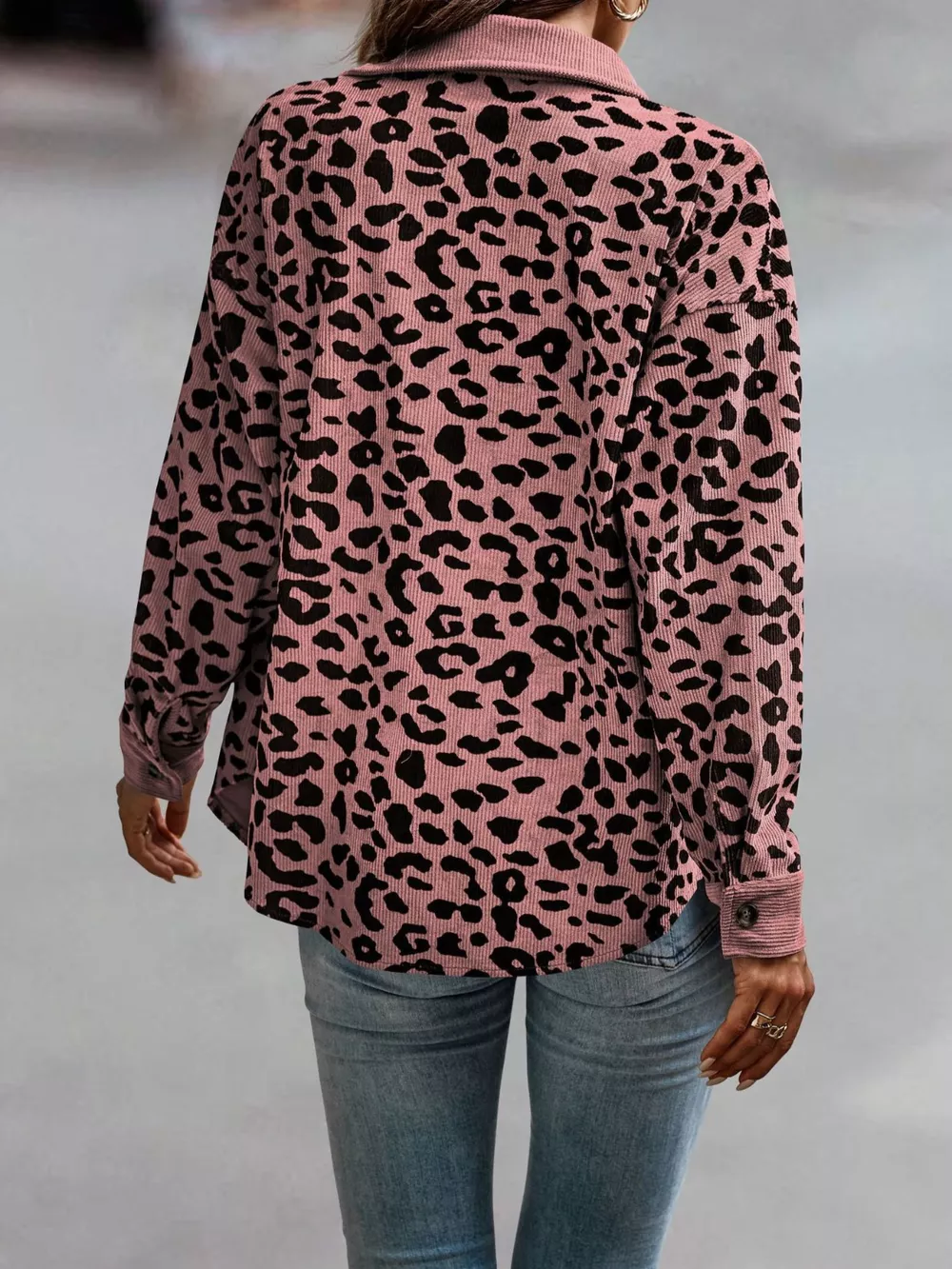 Full Size Leopard Print Button-Down Jacket Plus Size, image 14