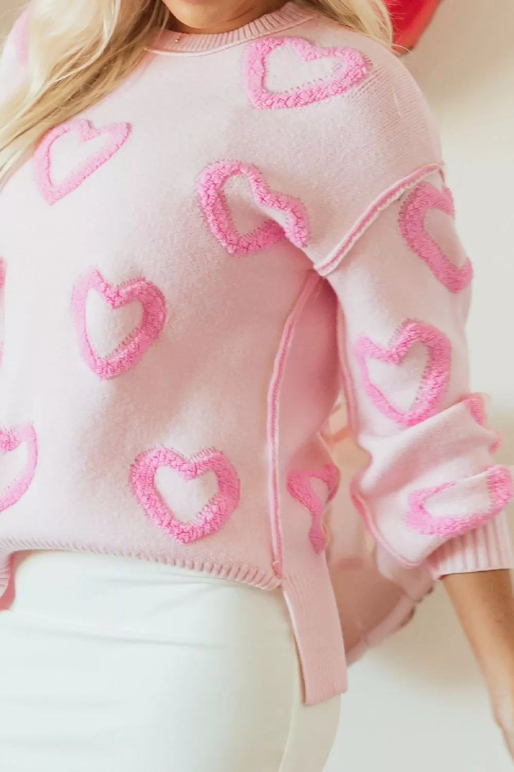 Heart Shape Bubble Sleeve Baggy Sweater, image 9