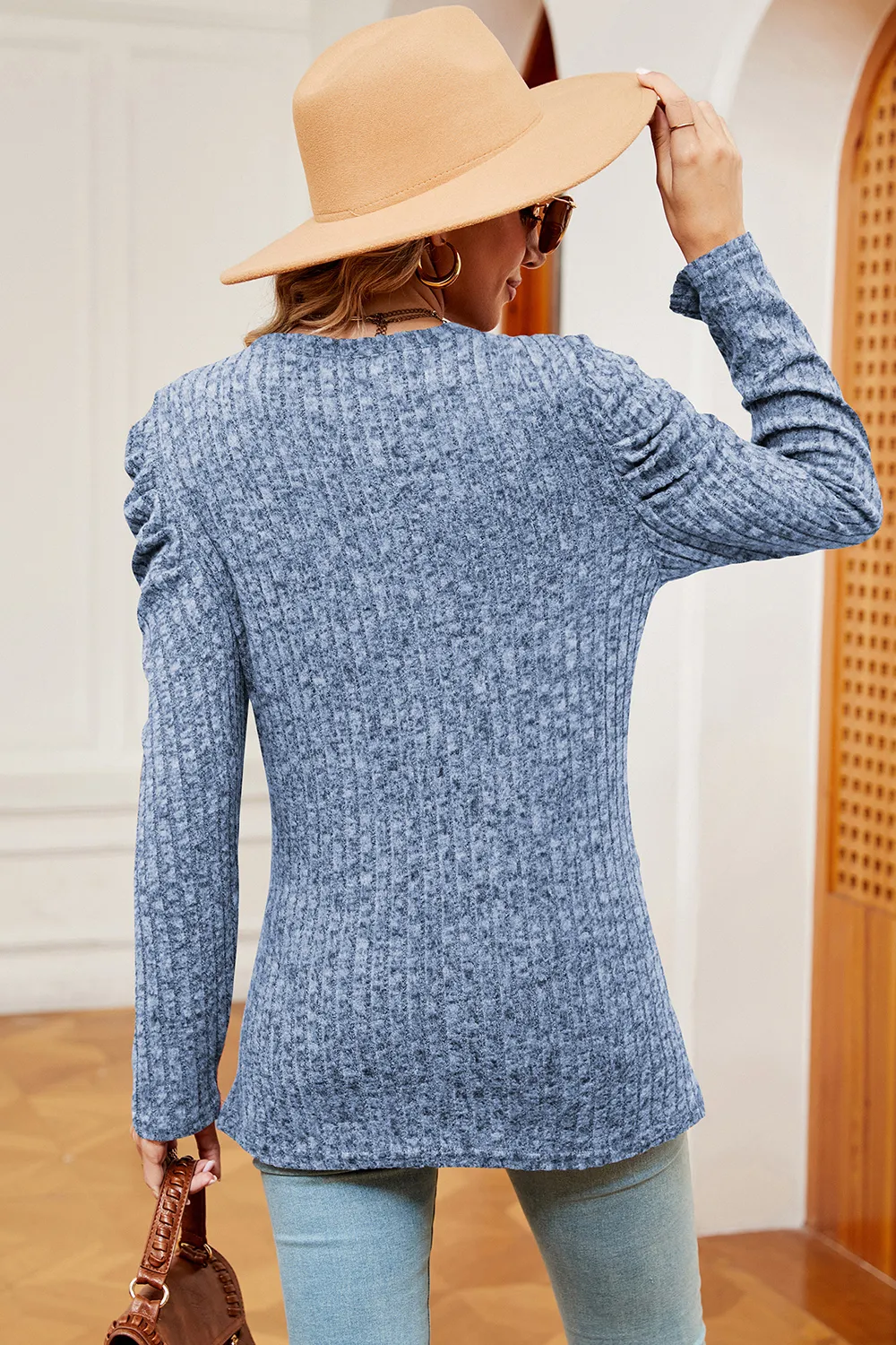 Round Neck Puff Sleeve T-Shirt, image 7