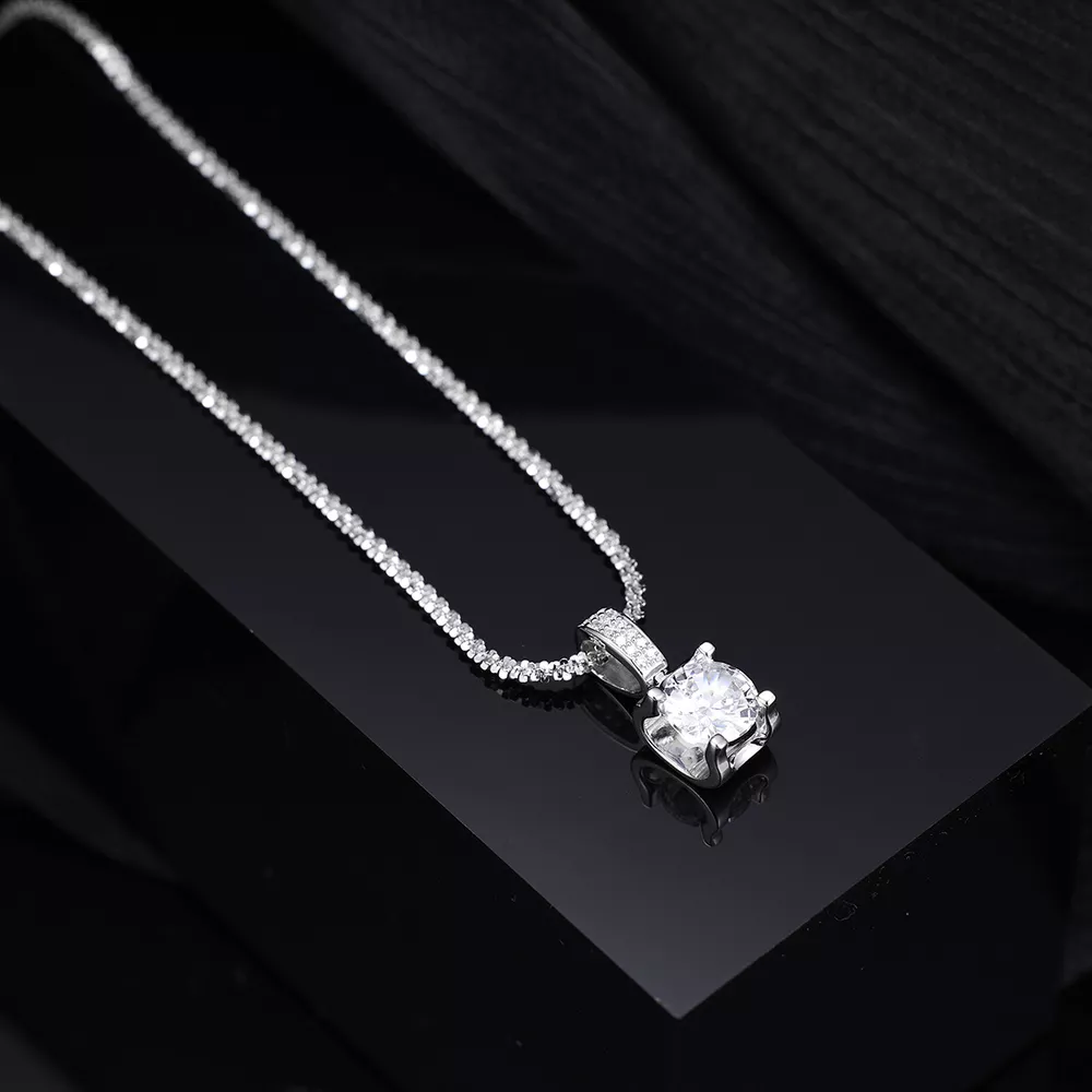 925 Sterling Silver Zircon Pendant Necklace, image 2