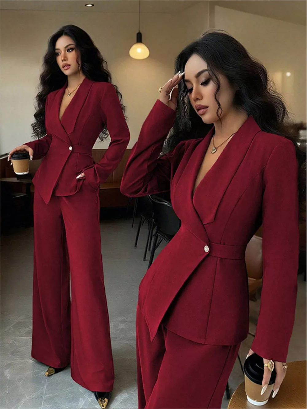 One Button Blazer and Pants Set, image 24