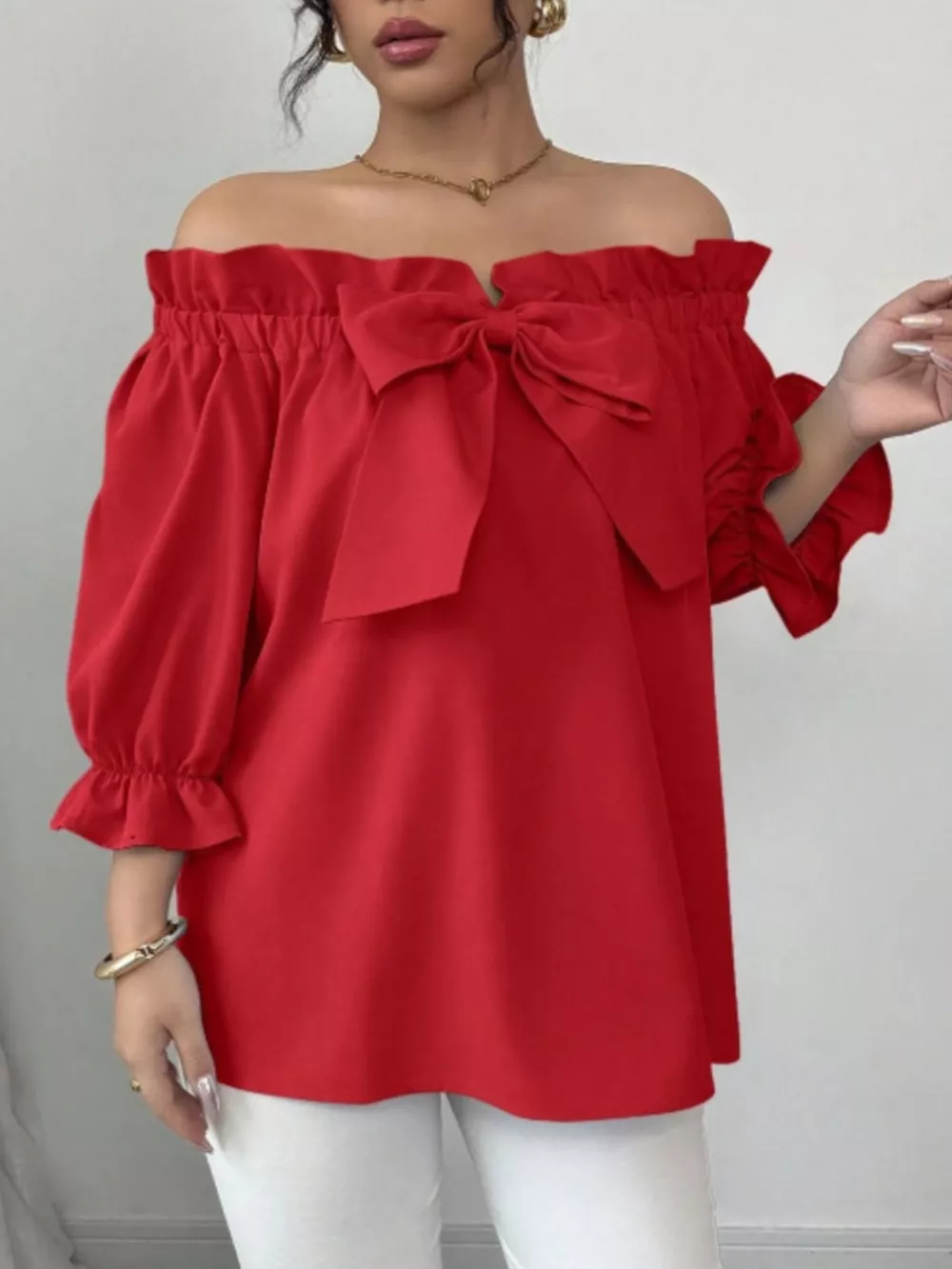 Bow Flounce Sleeve Blouse, image 3