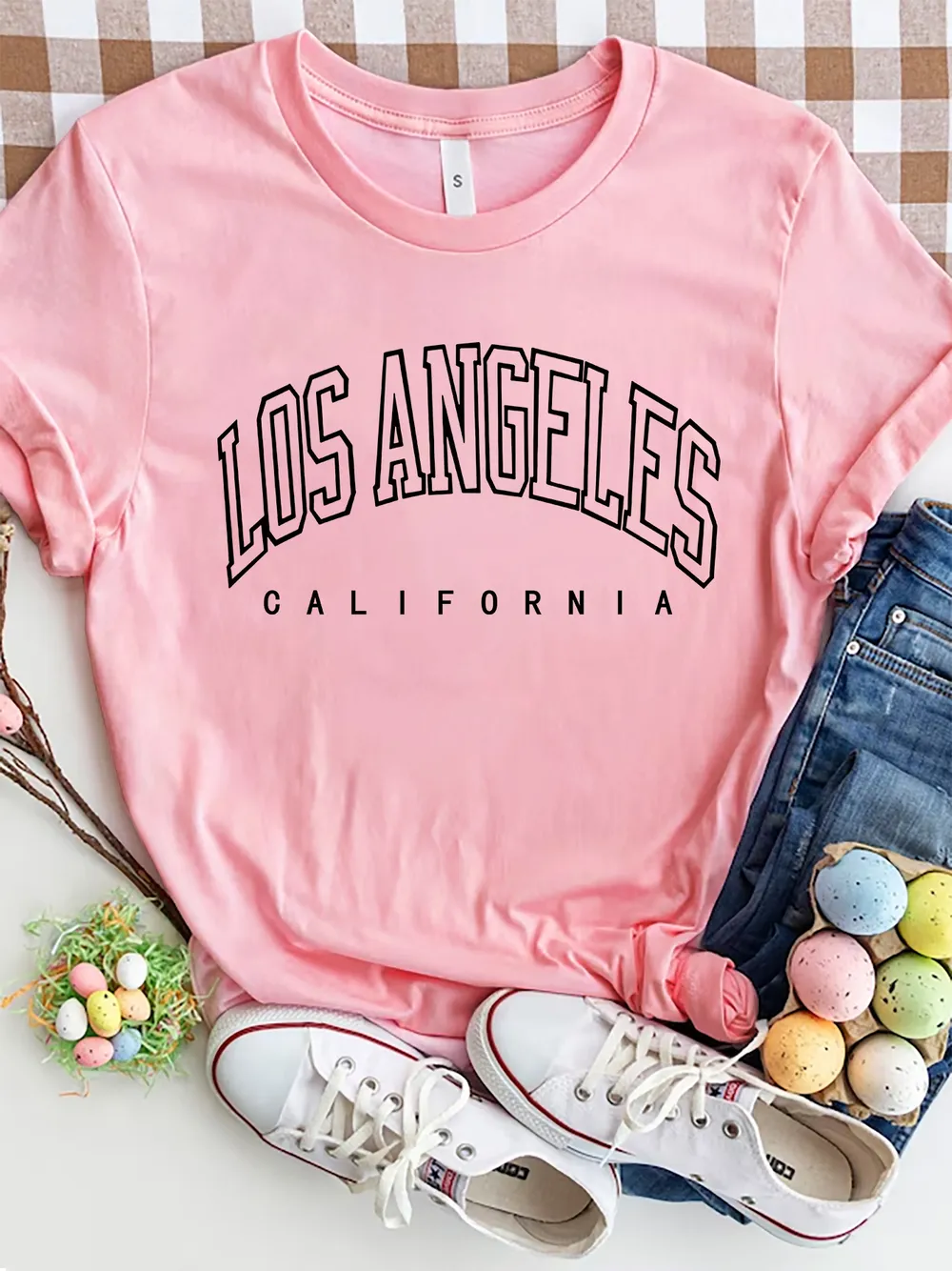 LOS ANGELES CALIFORNIA Round Neck T-Shirt, image 8