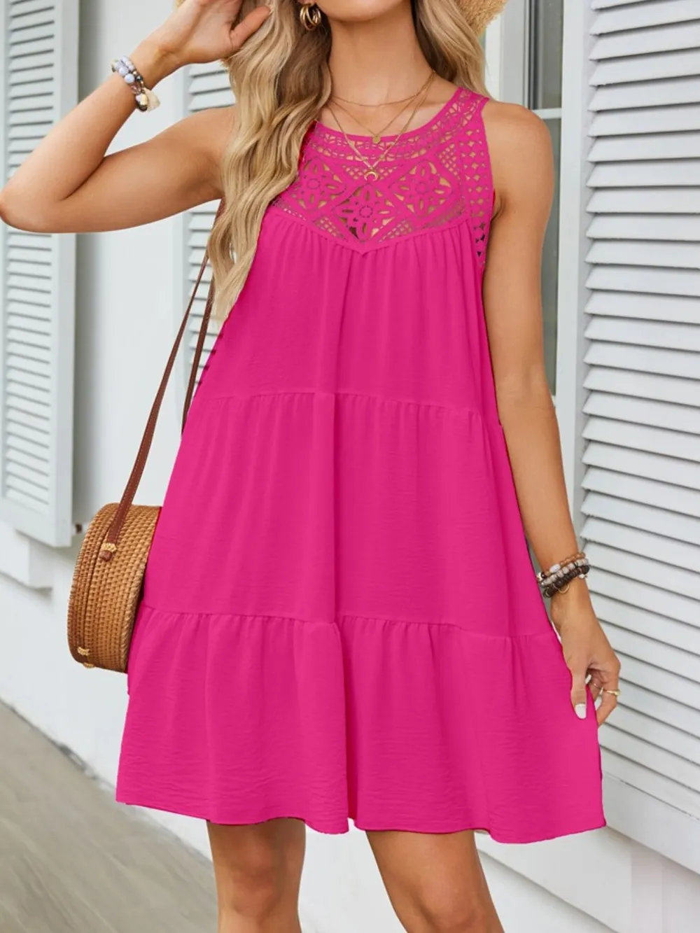 Ruffled Hem Lace Sleeveless Dress, image 16