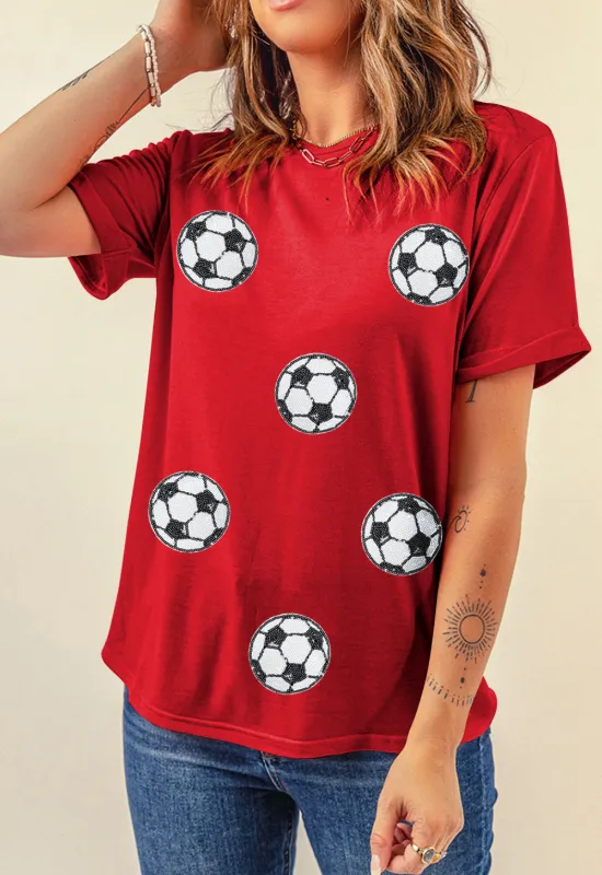 Football Round Neck Short Sleeve T Shirt, image 7