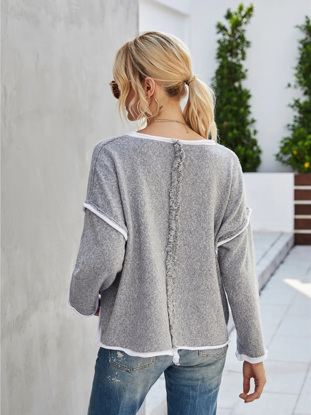 Boat Neck Dropped Shoulder Sweater, image 5