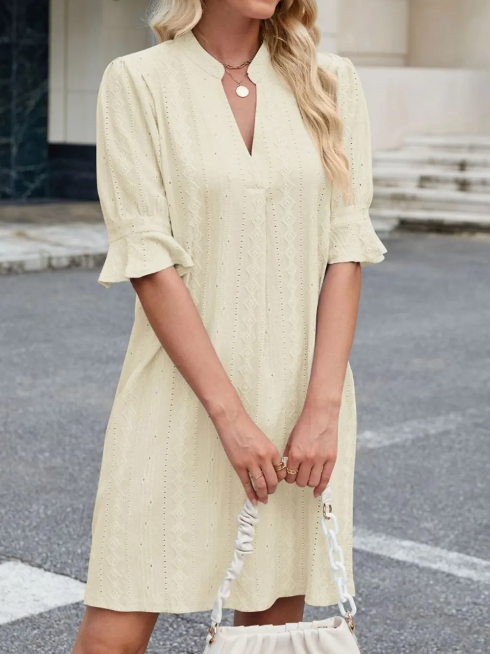 Eyelet Flounce Sleeve Mini Dress, image 12