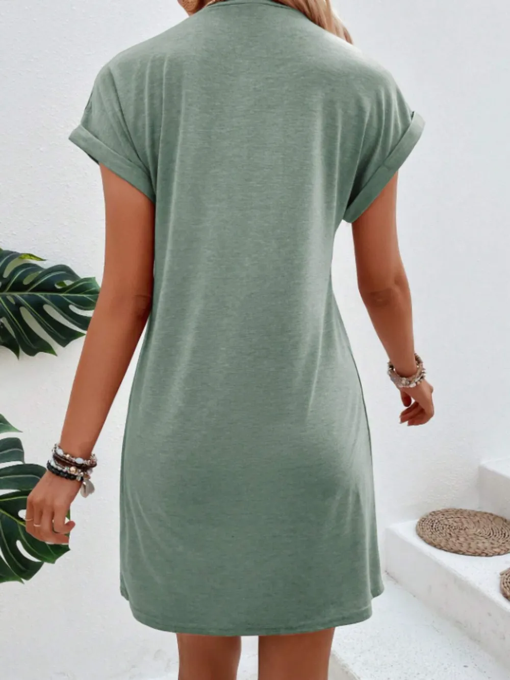 Exposed Seam Short Sleeve Mini Tee Dress, image 14