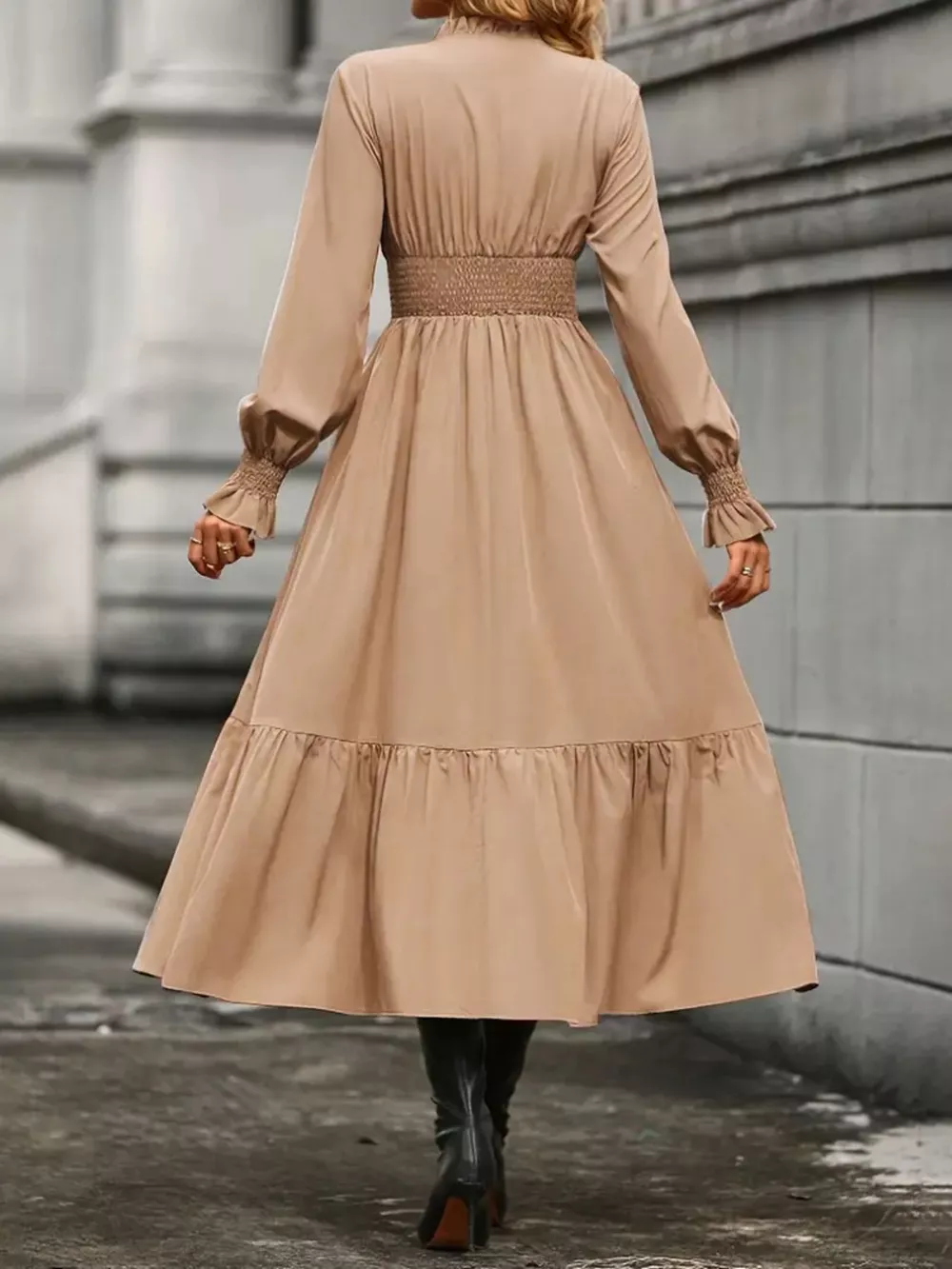 Surplice Long Sleeve Tiered Midi Dress, image 14