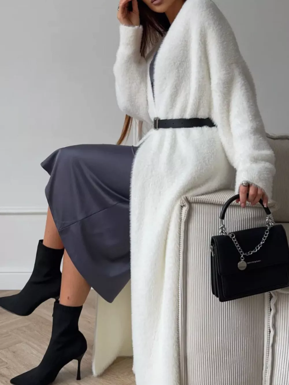 Fuzzy Open Front Longline Cardigan, image 15