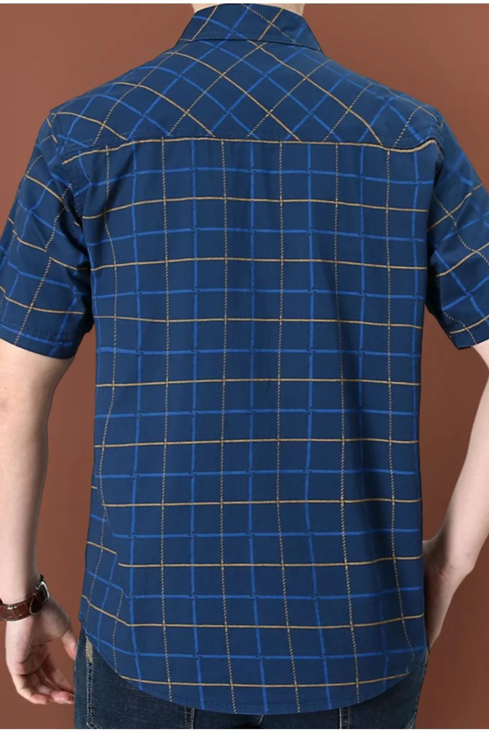 Men's Plus Size Casual Plaid Short Sleeve Shirt, image 5