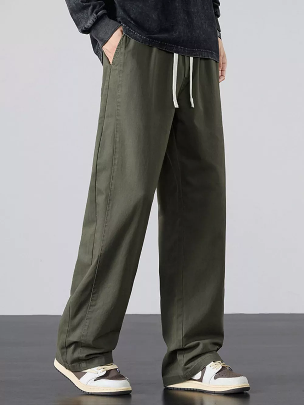 Men's Plus Size Drawstring Wide Leg Pants, image 2