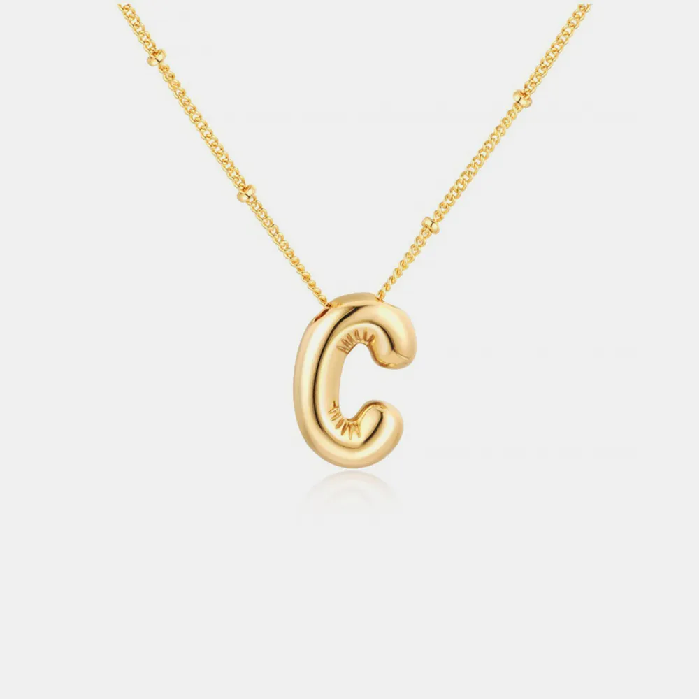 Gold-Plated Bubble Initial Necklace, image 9