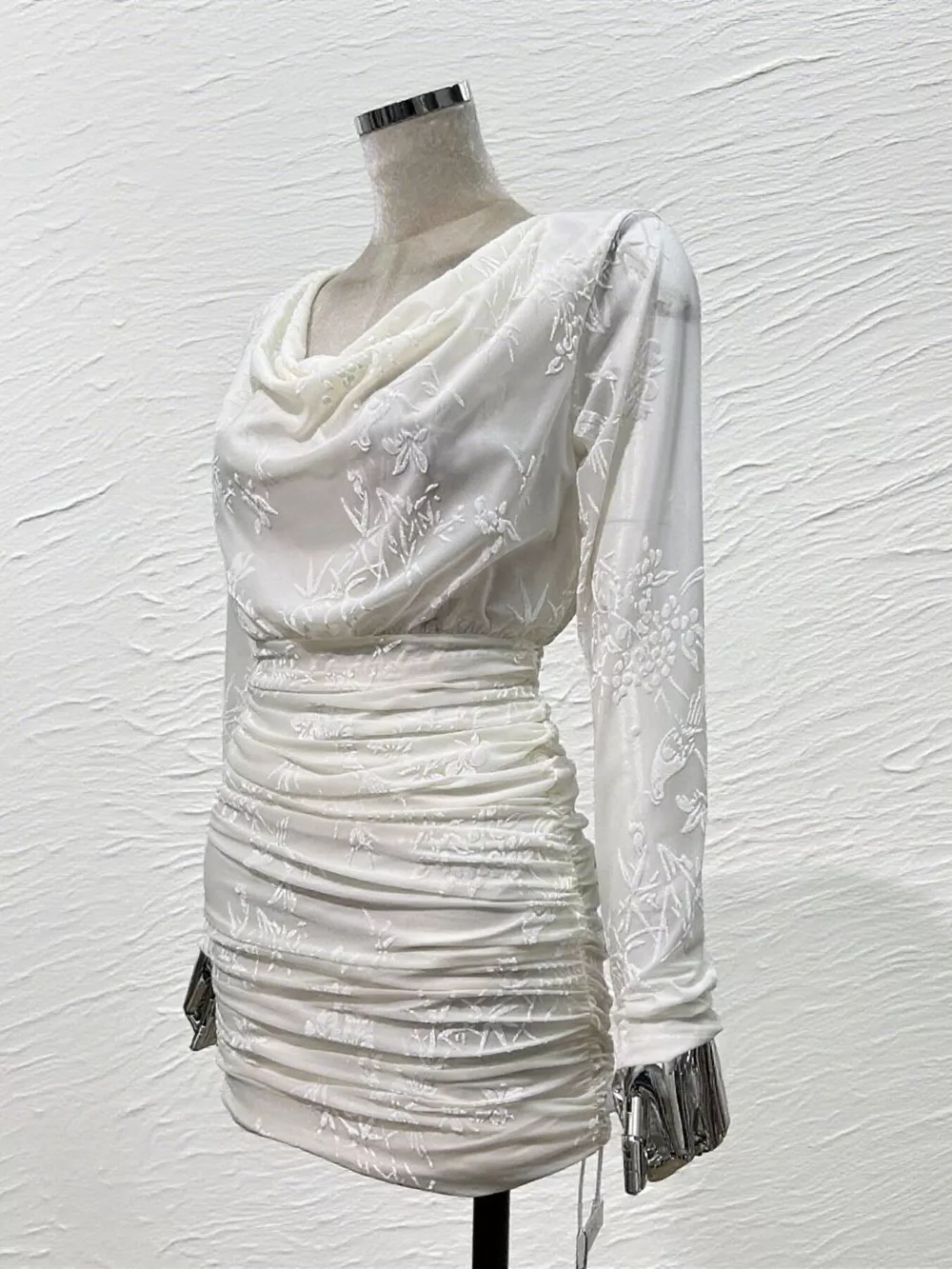 Ruched Long Sleeve Mini Dress, image 4