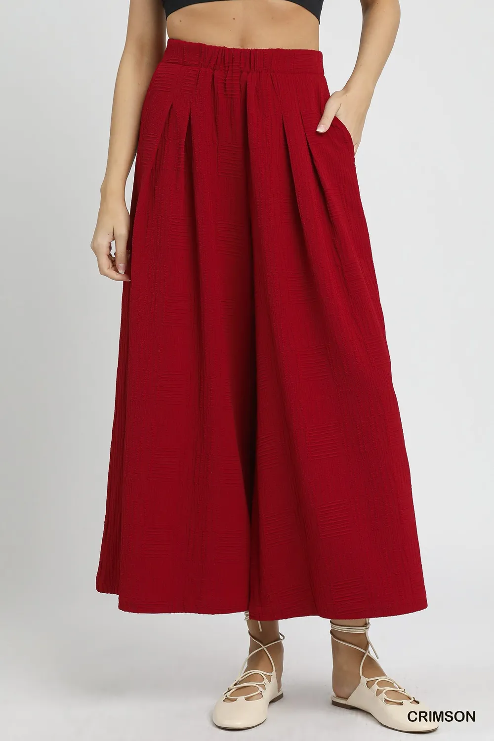 Elastic Waist Wide Leg Pants