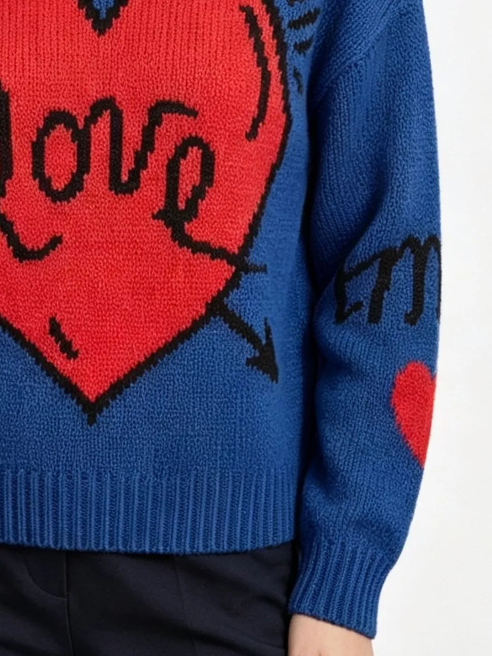 Heart Round Neck Ribbed Sweater, image 9