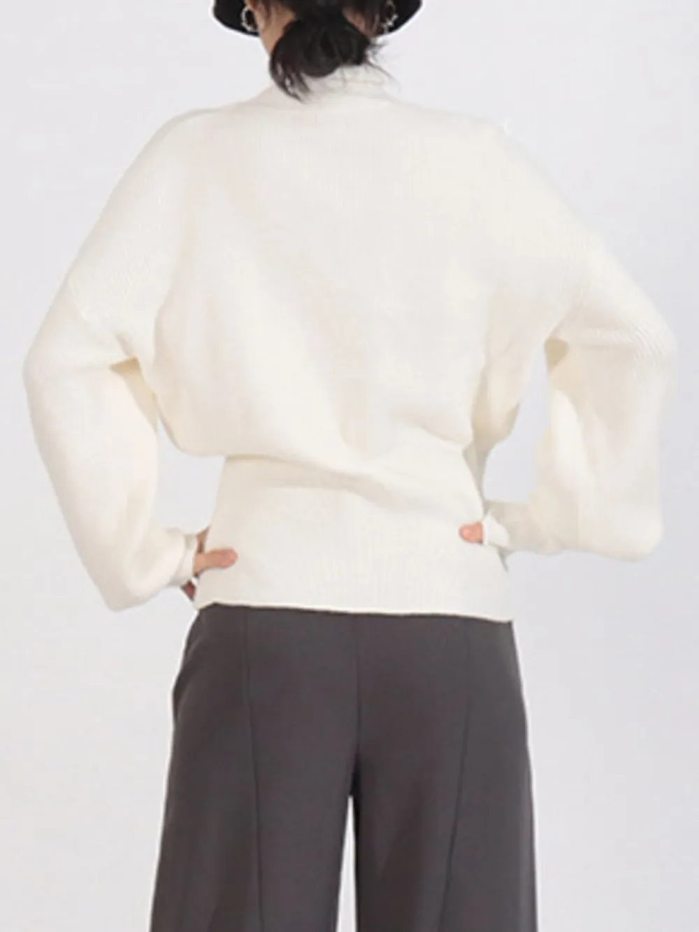 Bow Front Turtleneck Long Sleeve Sweater, image 4