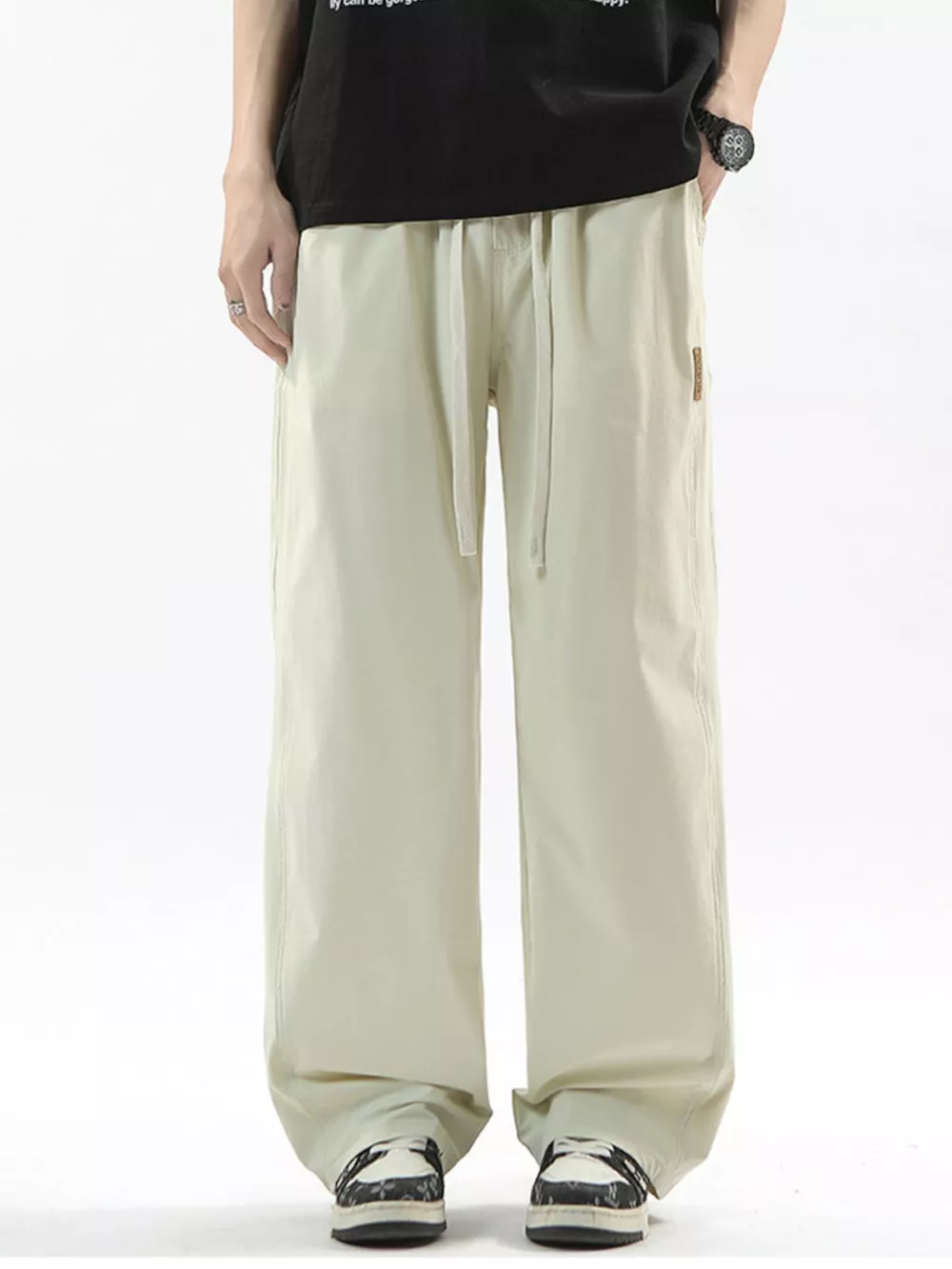 Men's Full Size Loose Fit Drawstring Wide Leg Pants Plus Size