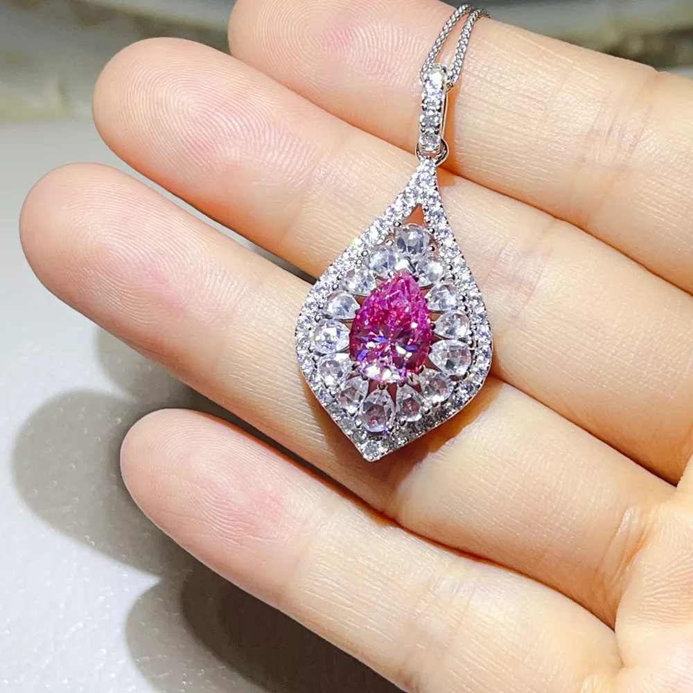 2 Carat 925 Sterling Silver Moissanite Pendant Necklace, image 2