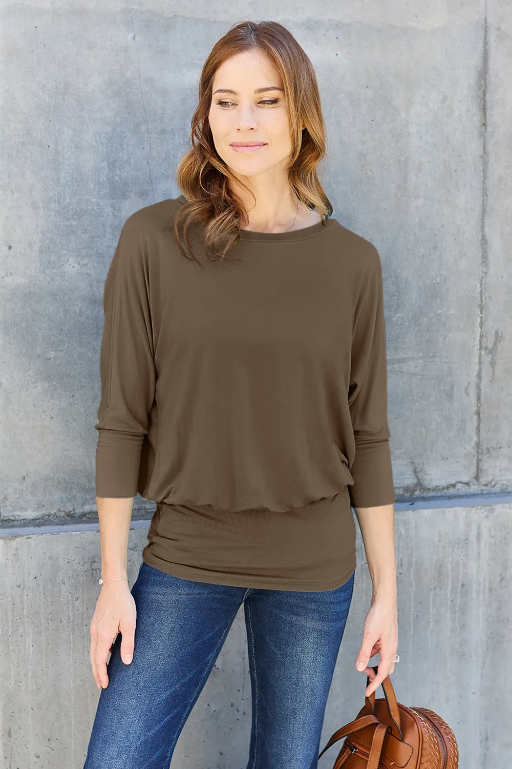 Full Size Round Neck Batwing Sleeve Top, image 18