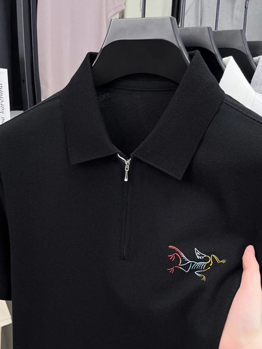Men's Quarter Zip Short Sleeve Polo