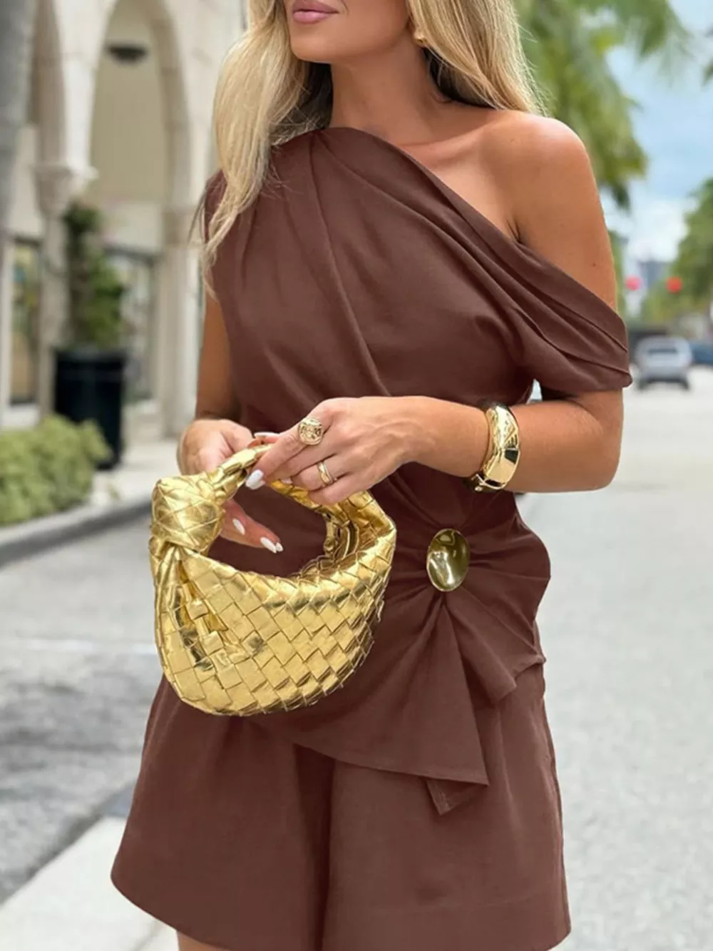 One-Shoulder Top and Shorts Set, image 4
