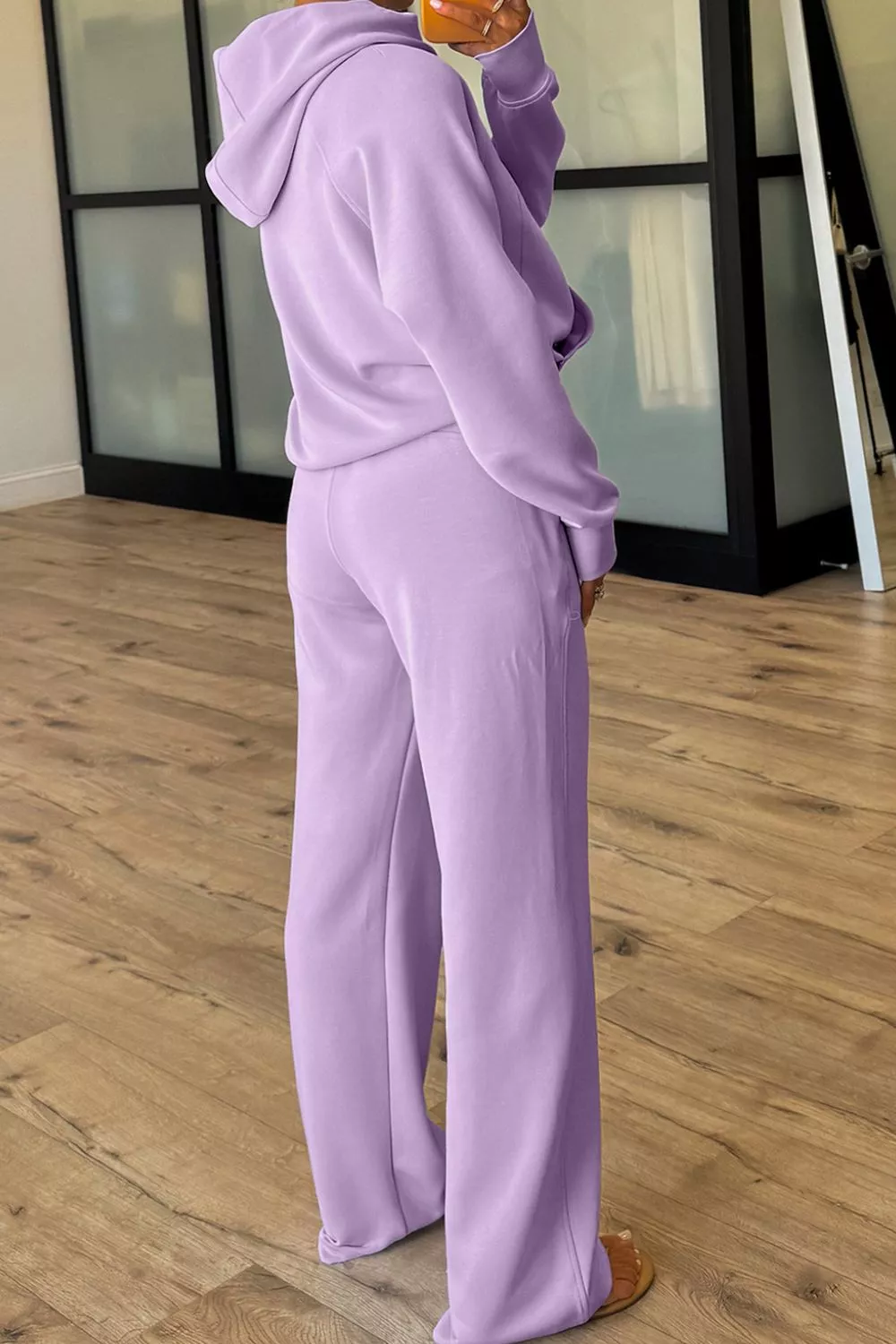Half Sleeve Kangaroo Pocket Hoodie and Pants Set, image 4