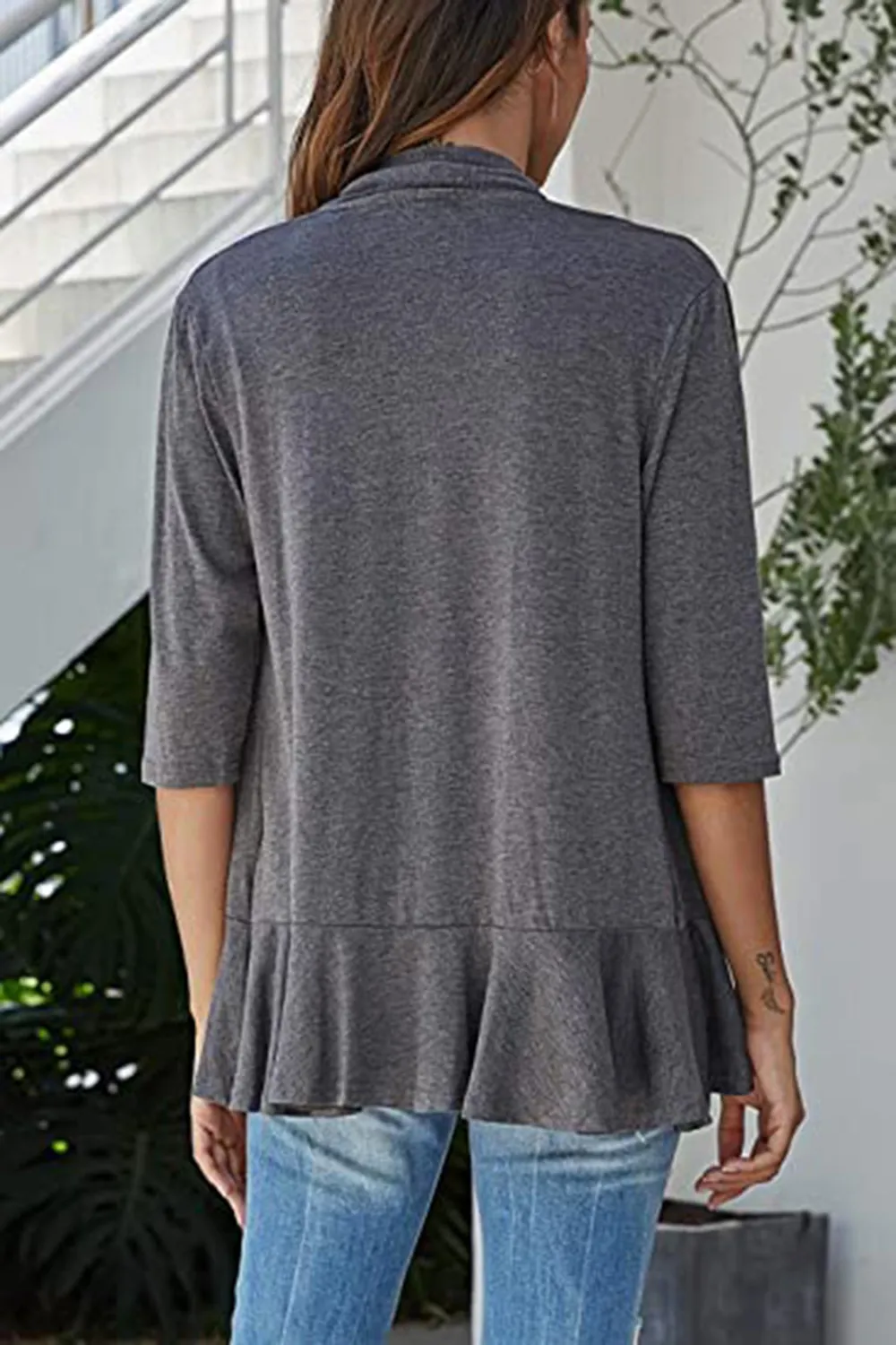 Open Front Three-Quarter Sleeve Cardigan, image 14