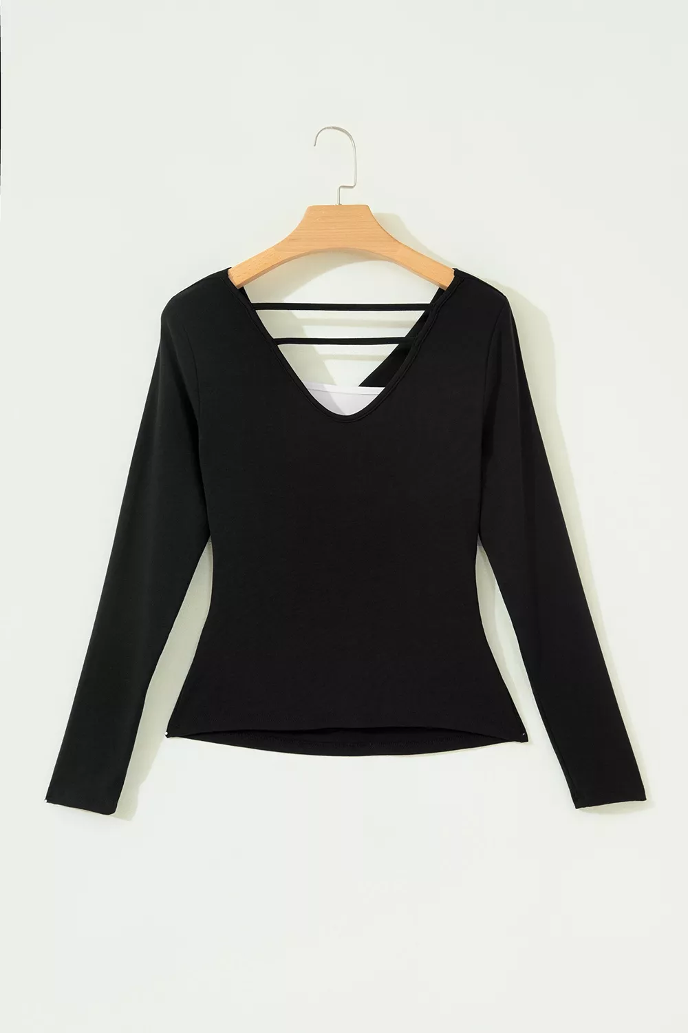 Color Block Drape V Neck Pleated Long Sleeve Top, image 10