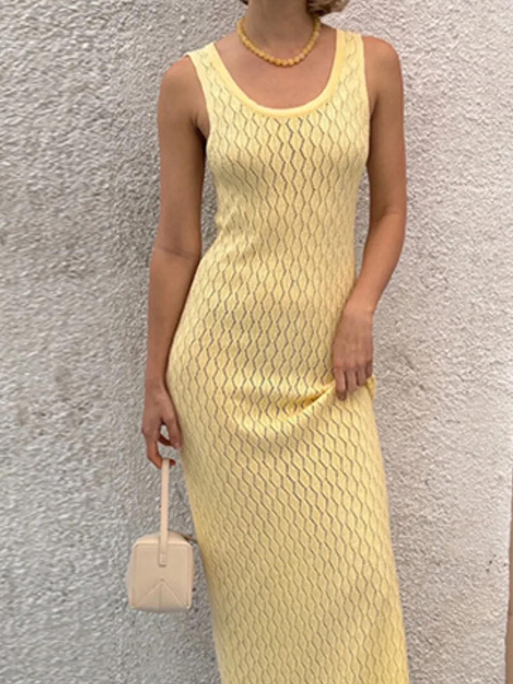 Openwork Sleeveless Maxi Dress, image 3