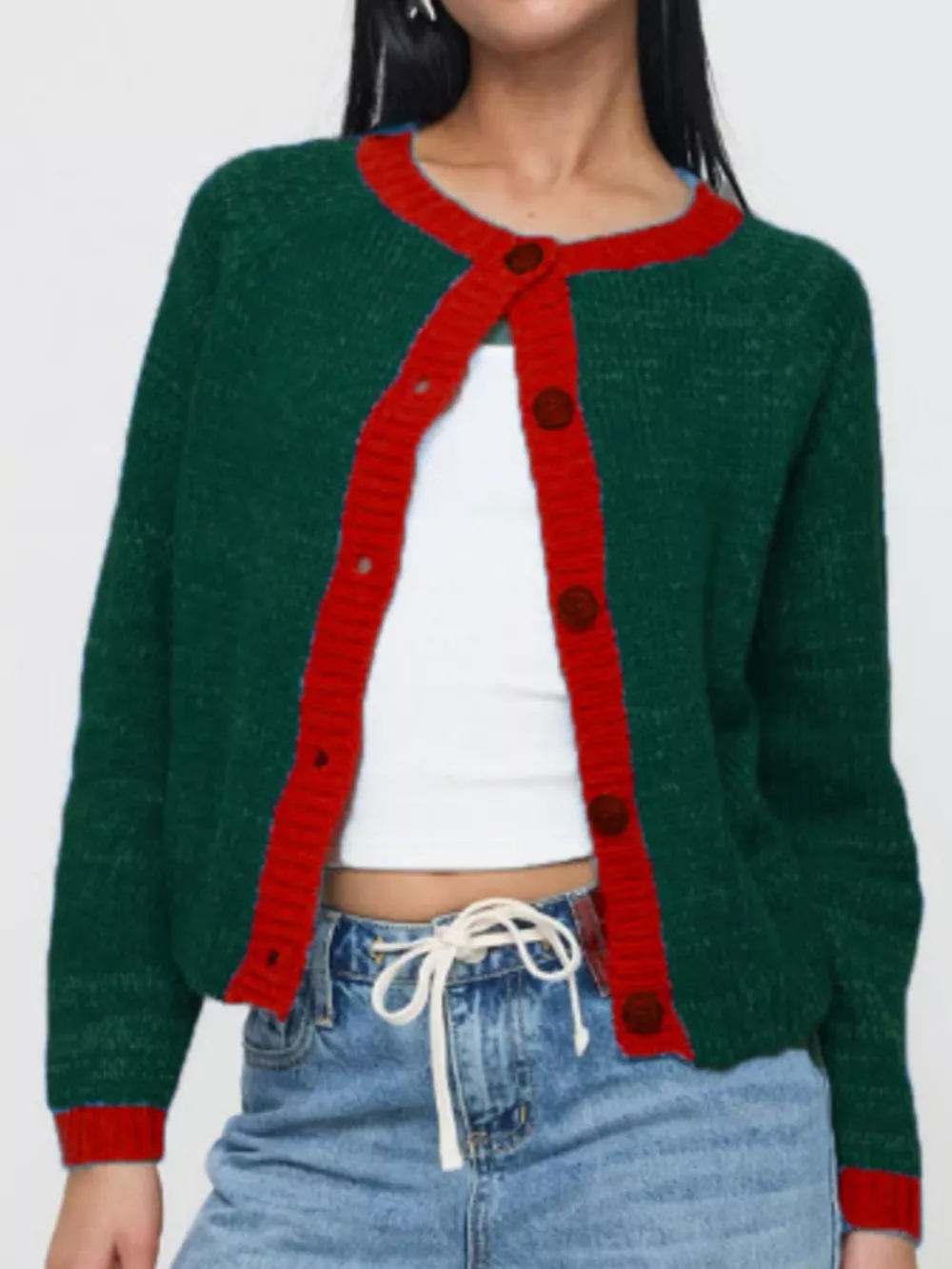 Contrast Trim Button-Up Cardigan, image 7