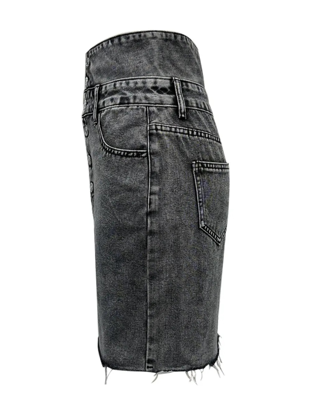 Raw Hem High Waist Denim Skirt, image 4