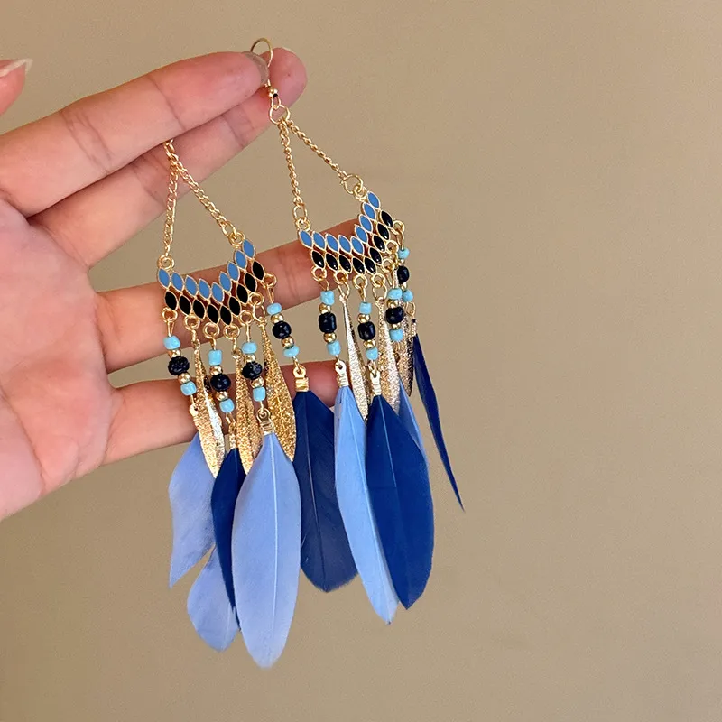 Alloy Rice Bead Dangle Earrings, image 2