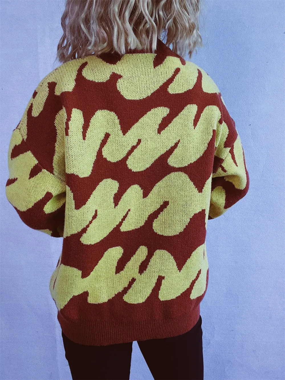 Contrast Round Neck Long Sleeve Sweater, image 8