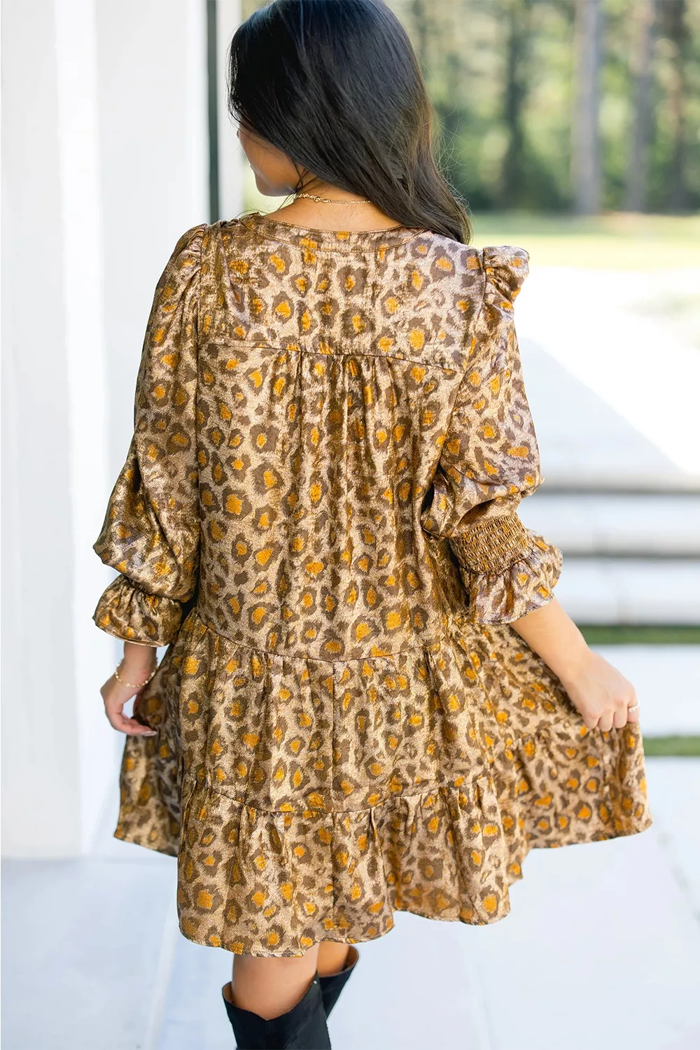 Tiered Leopard Print Mini Dress, image 3