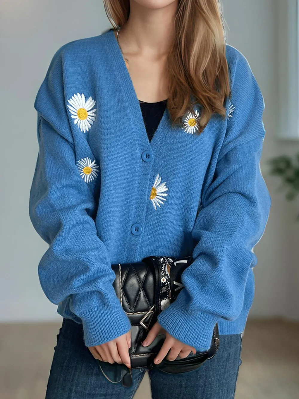 Daisy Button Up V-Neck Cardigan, image 23