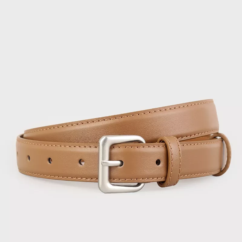 Classic Leather Belt with Silver Buckle, image 4